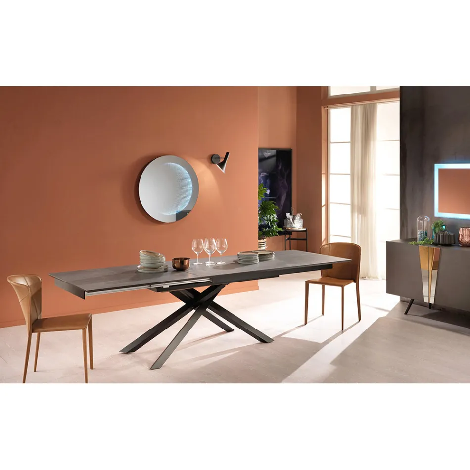 Extendable design table with metal legs, Lucera Viadurini