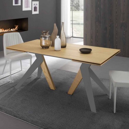Design extendable table with Daryl oak top, made in Italy Viadurini