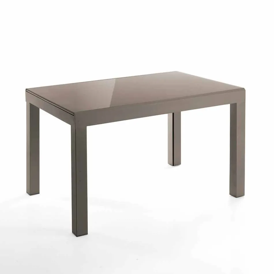 Extendable Design Table in Glass and Metal, Warrior Viadurini