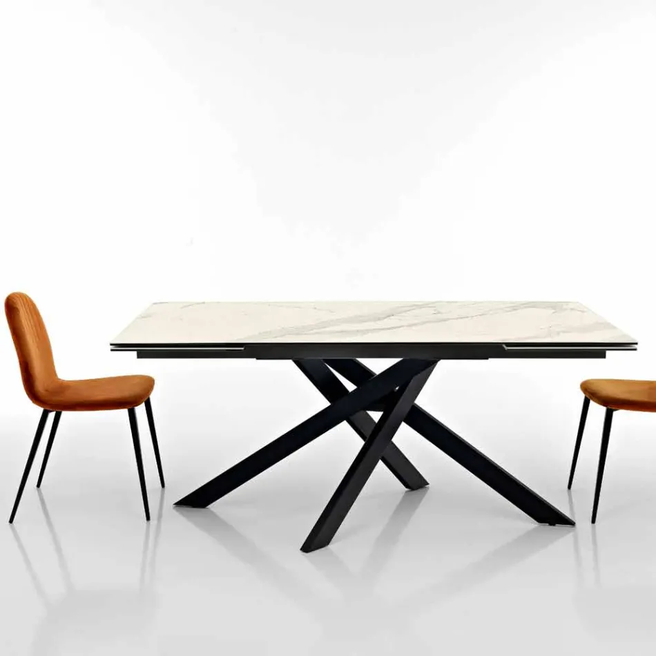 Extendable ceramic glass design table made in Italy, Dionigi Viadurini