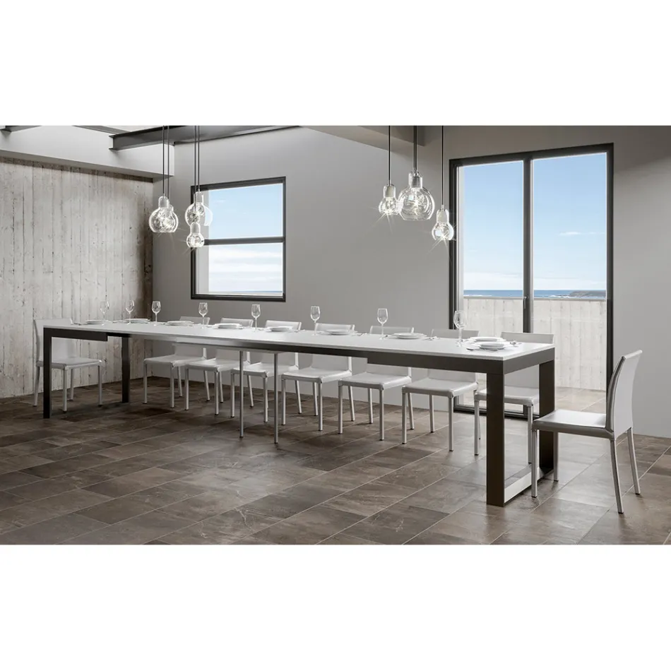 Extendable Table of Modern Design in Melamine Wood - Badesi Viadurini