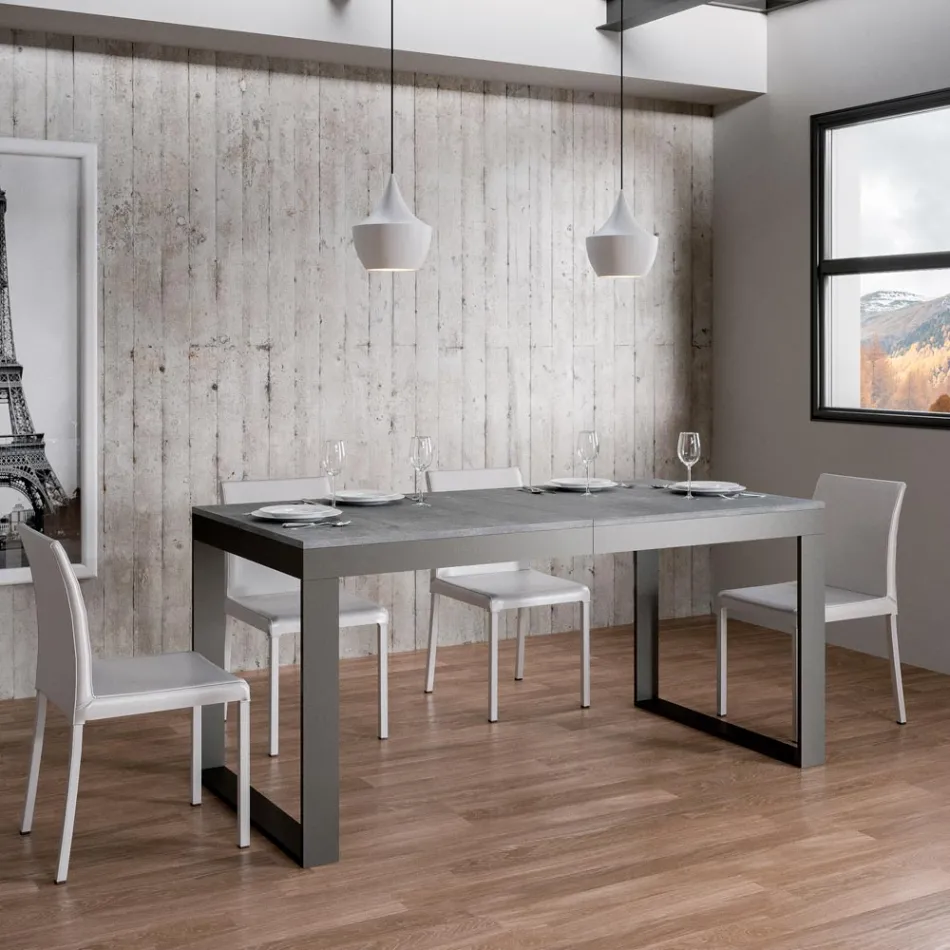 Extendable Table of Modern Design in Melamine Wood - Badesi Viadurini