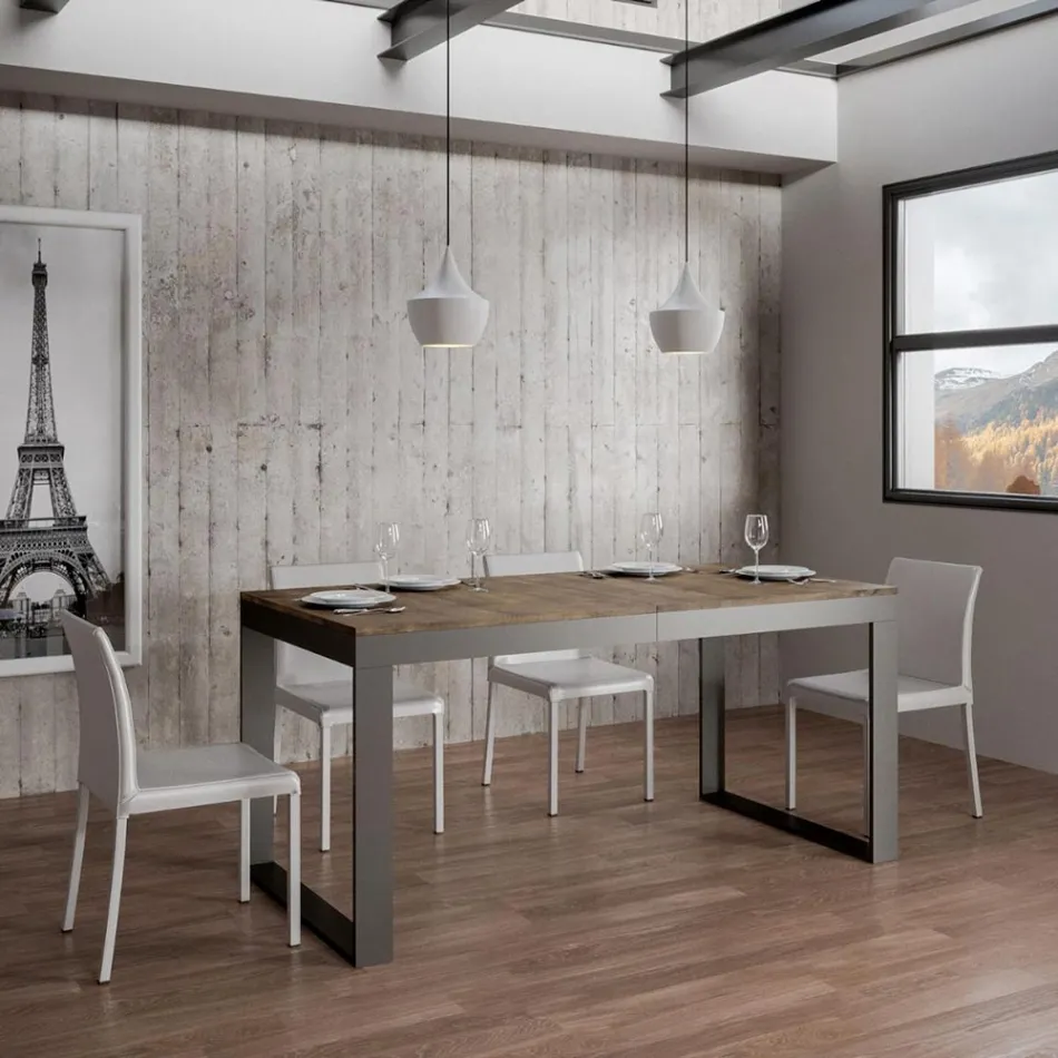 Extendable Table of Modern Design in Melamine Wood - Badesi Viadurini