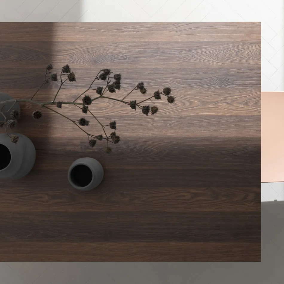 Extendable Table Up to 238 cm Moka Metal and Hpl Made in Italy - Pablito Viadurini