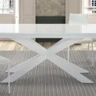 Extendable table up to 278 cm in glass and white steel Made in Italy - Grotta Viadurini