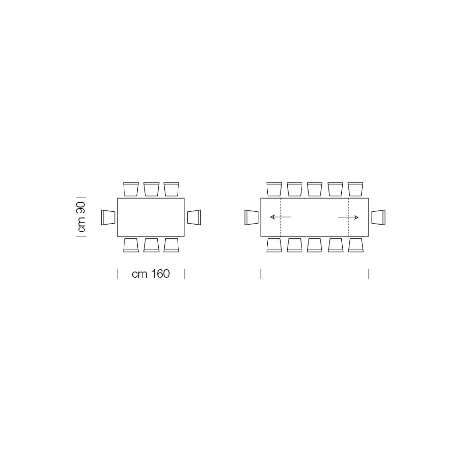 Extendable table up to 278 cm in glass and white steel Made in Italy - Grotta Viadurini