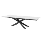 Extendable table up to 278 cm in glass and black steel Made in Italy - Grotta Viadurini