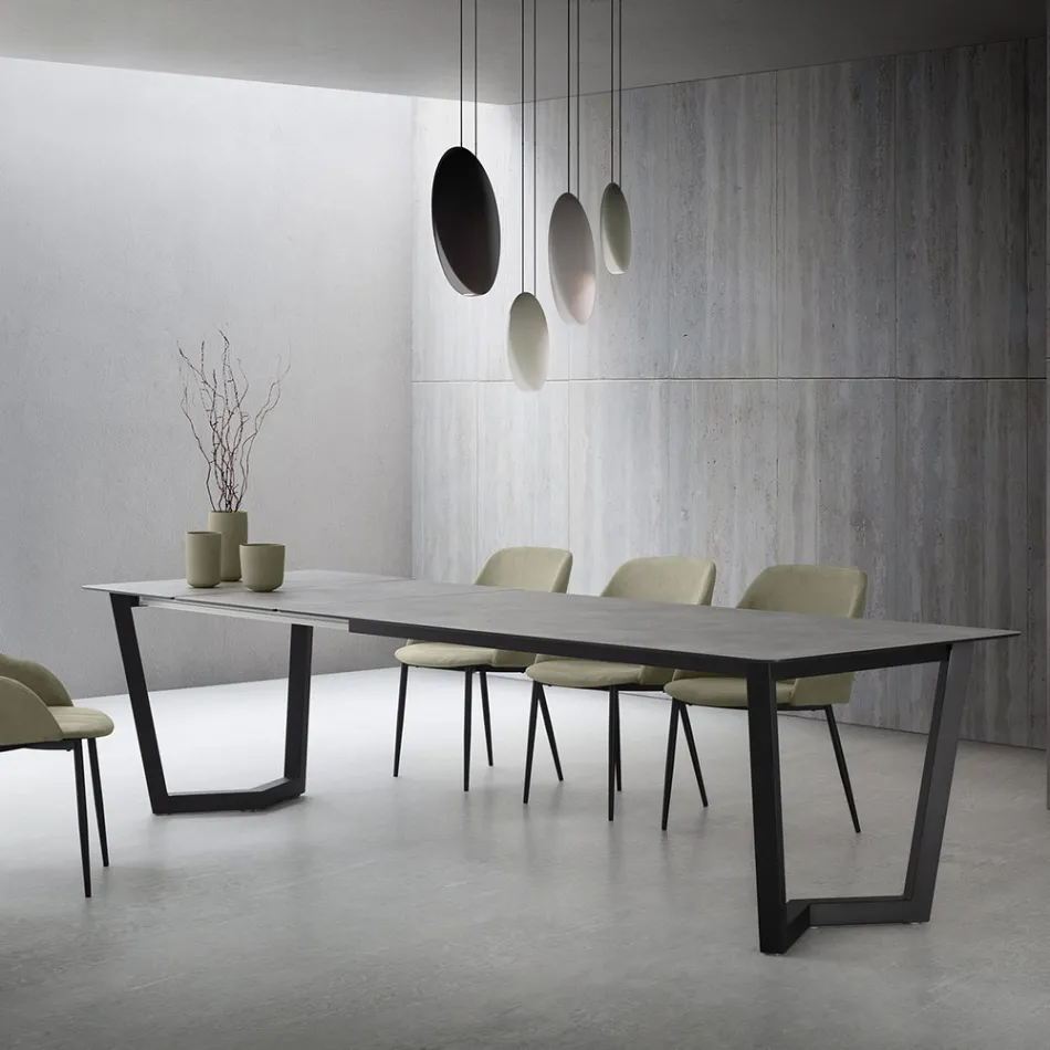 Extendable Table Up to 300 cm Metal Base Made in Italy - Bastiano Viadurini