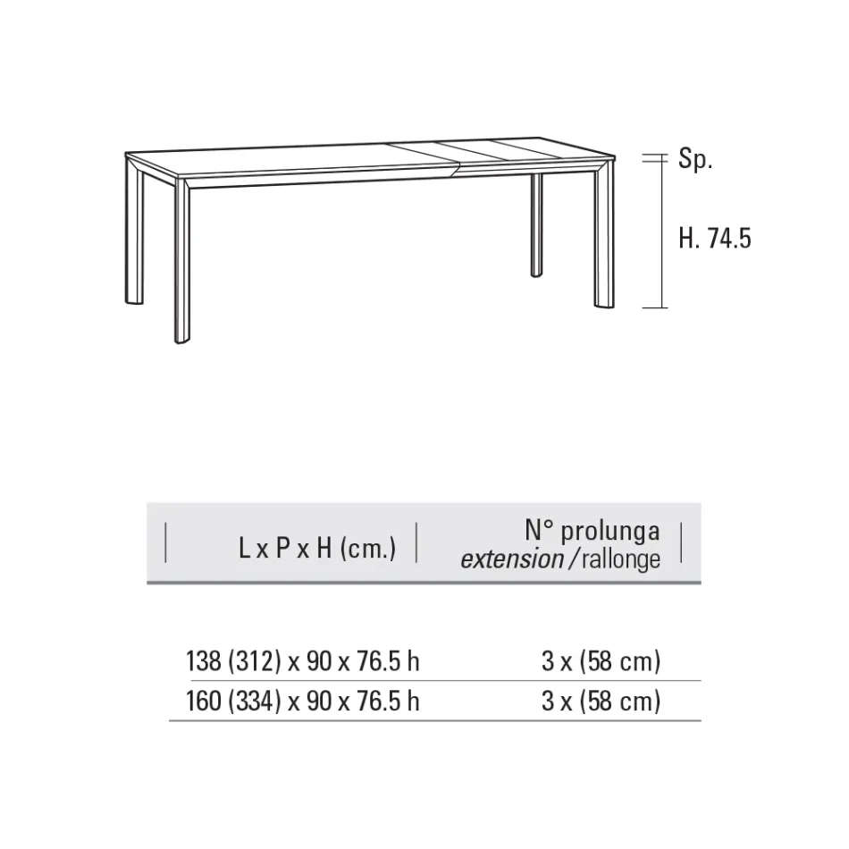 Extendable Table Up to 334 cm in Aluminium and Hpl Made in Italy - Filiberto Viadurini