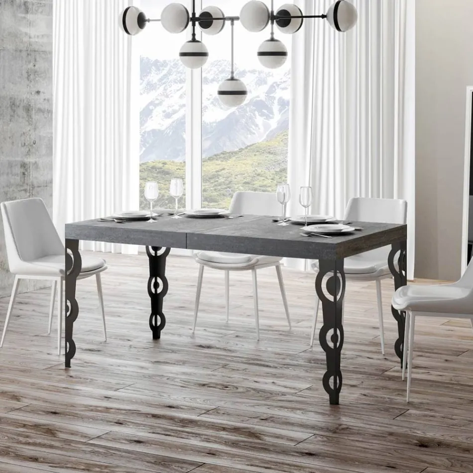 Extendable Table up to 4 m in Melamine Wood and Iron Made in Italy - Marella Viadurini