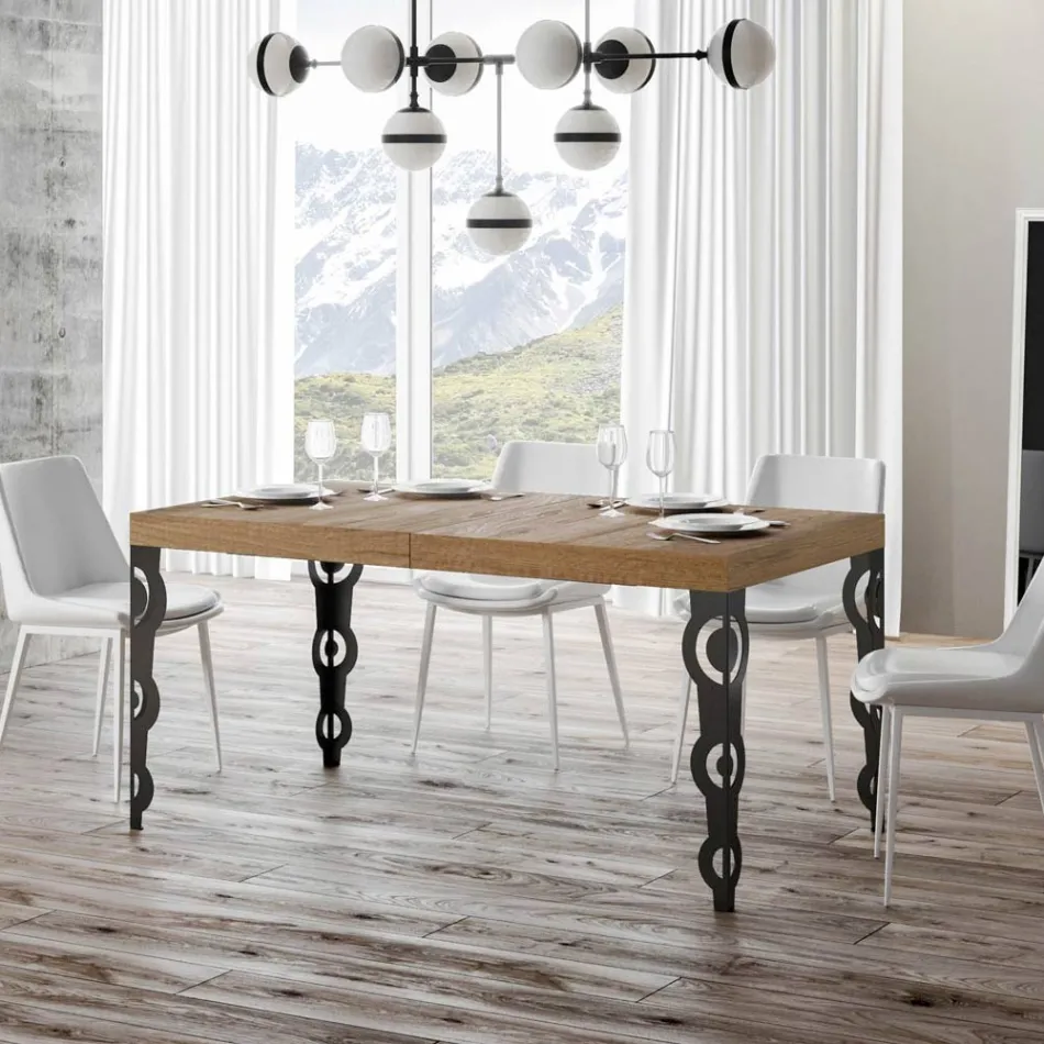 Extendable Table up to 4 m in Melamine Wood and Iron Made in Italy - Marella Viadurini