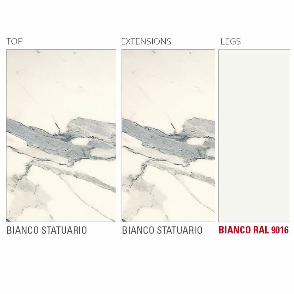 Extendable Table Up to 238 cm in Laminam and Metal Made in Italy - Remigio Viadurini