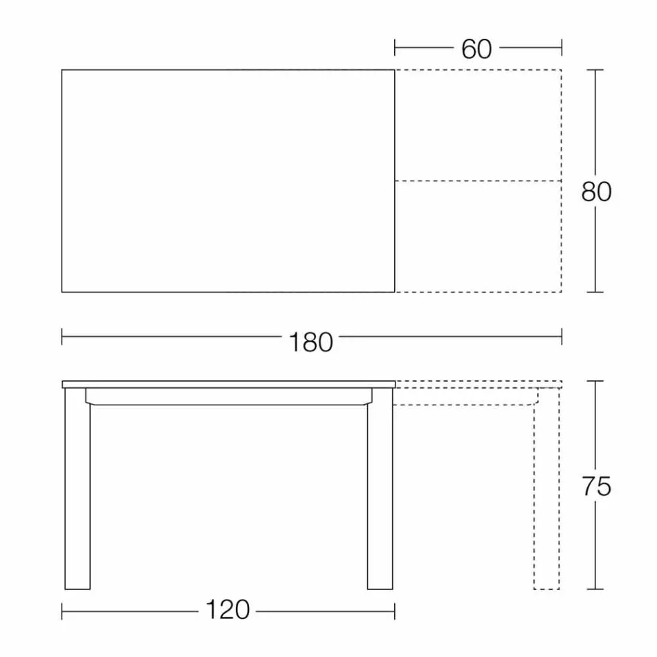 Extendable Table Up to 250 cm with Glass Top Made in Italy - Pitagora Viadurini