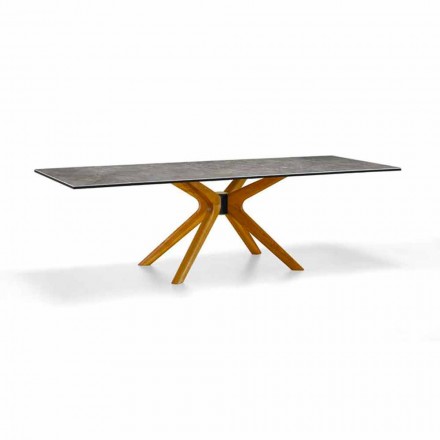 Extendable Table Up to 260 cm in Stoneware, Marble and Wood Made in Italy - Malita Viadurini
