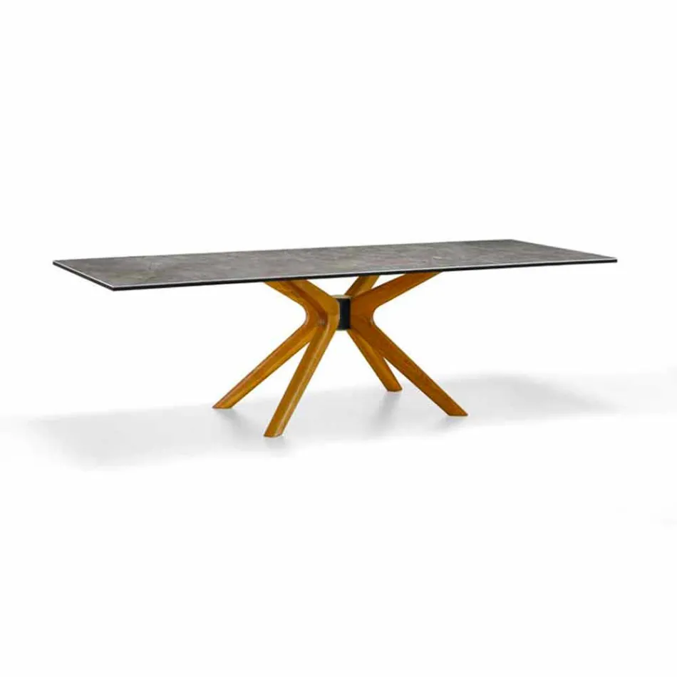 Extendable Table Up to 260 cm in Stoneware, Marble and Wood Made in Italy - Malita Viadurini