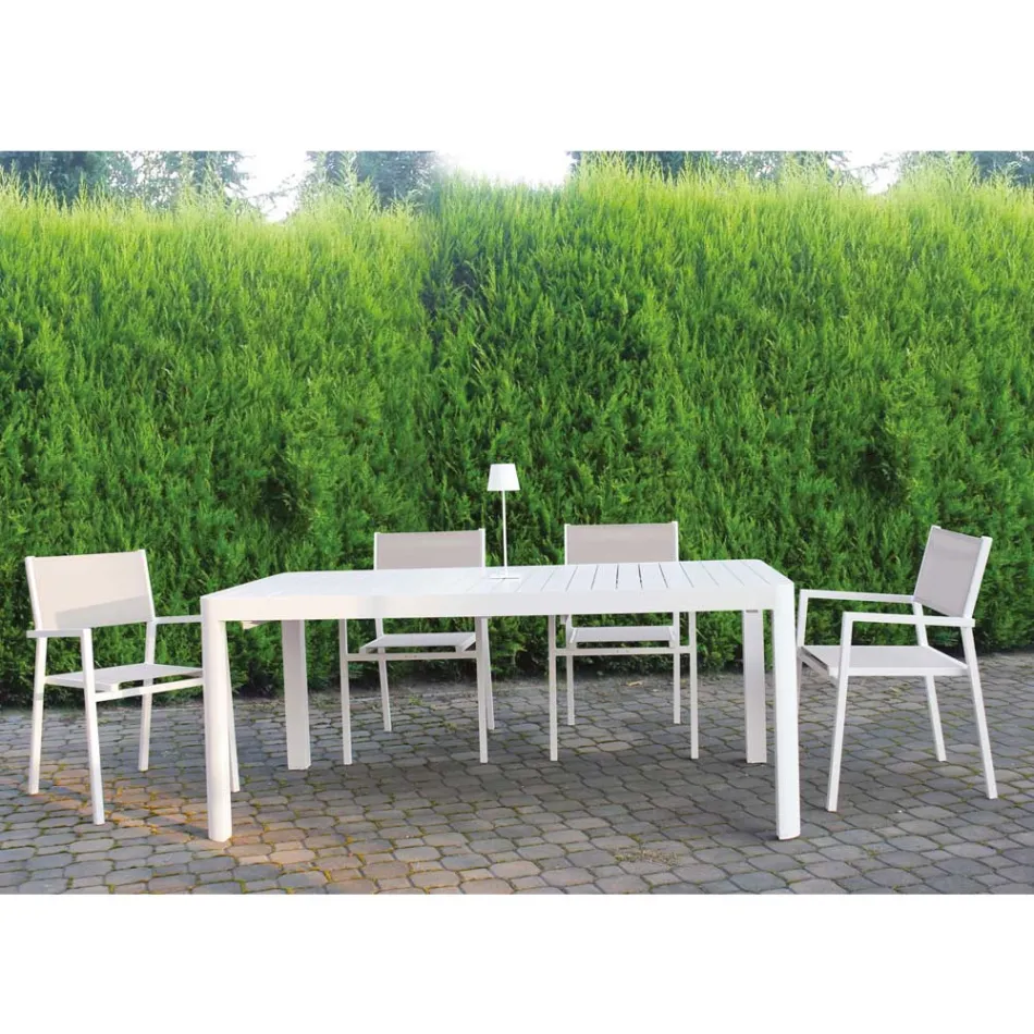 Extendable Outdoor Table up to 300 cm in Painted Aluminium - Glass Viadurini