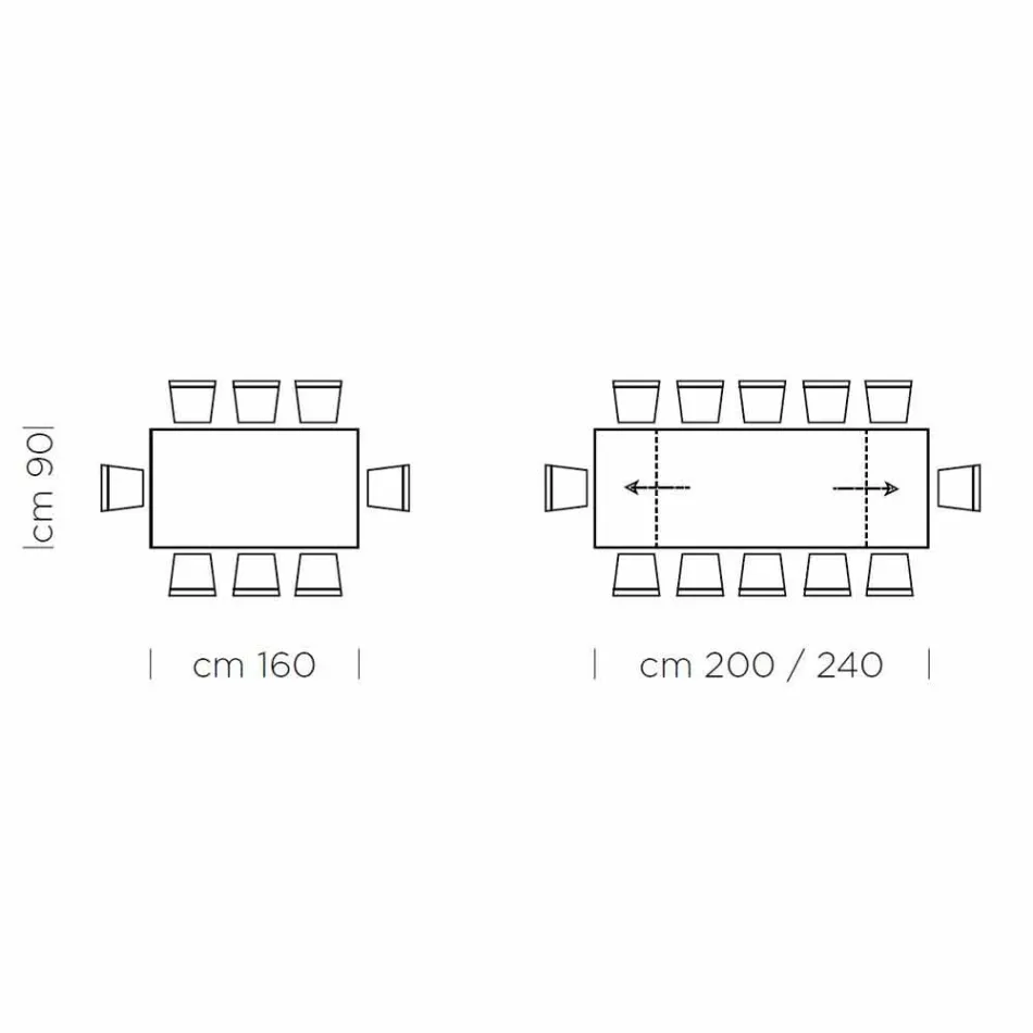 Extendable Table Up to 300 cm in Fenix and Steel Made in Italy - Settimmio Viadurini