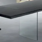Extendable Table up to 300 cm in Veneered Wood and Glass - Tear Viadurini