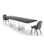 Extendable Table up to 300 cm in Veneered Wood and Glass - Tear Viadurini