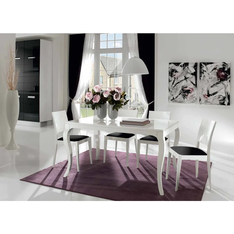 Extendable table up to 350cm in Gloss White Tanganika Walnut, Leomas Viadurini