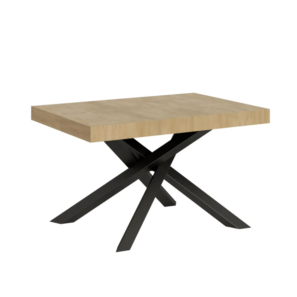 Extendable Table up to 440 cm in Anthracite Iron and Wood Made in Italy - Graffo Viadurini