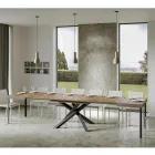 Extendable Table up to 440 cm in Anthracite Iron and Wood Made in Italy - Graffo Viadurini