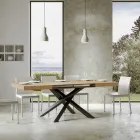 Extendable Table up to 440 cm in Anthracite Iron and Wood Made in Italy - Graffo Viadurini