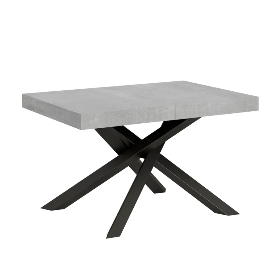 Extendable Table up to 440 cm in Anthracite Iron and Wood Made in Italy - Graffo Viadurini