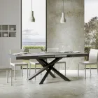 Extendable Table up to 440 cm in Anthracite Iron and Wood Made in Italy - Graffo Viadurini