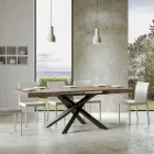 Extendable Table up to 440 cm in Anthracite Iron and Wood Made in Italy - Graffo Viadurini