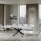 Extendable Table up to 440 cm in Anthracite Iron and Wood Made in Italy - Graffo Viadurini