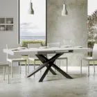 Extendable Table up to 440 cm in Anthracite Iron and Wood Made in Italy - Graffo Viadurini