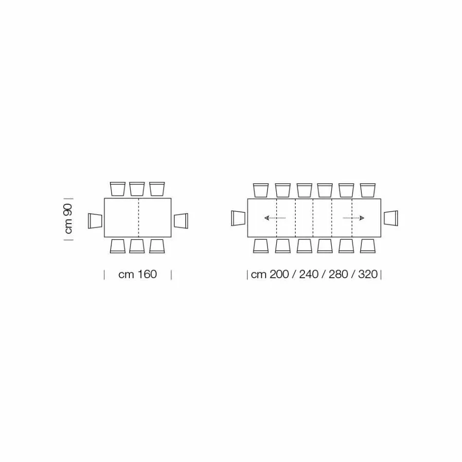 Extendable Table up to 470 cm in Made in Italy Veneered Wood – Gordito Viadurini