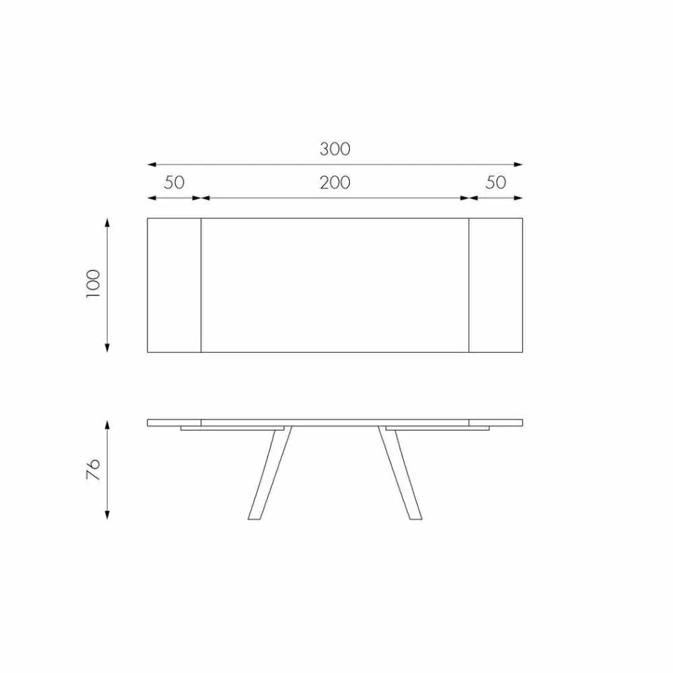 Extendable oak veneer table and Travis black metal Viadurini