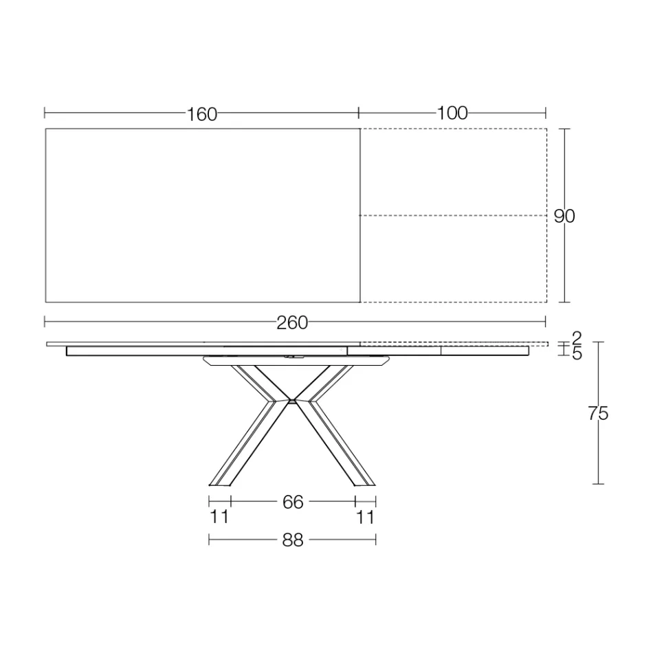 Extendable Table in Polished Calacatta Black Ceramic Starlit - Balia Viadurini