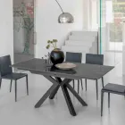Extendable Table in Polished Calacatta Black Ceramic Starlit - Balia Viadurini