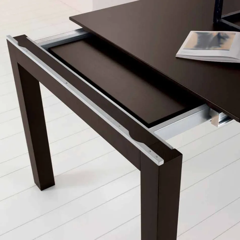 Extendable table in ash wood with lateral bands painted grey - Ketla Viadurini