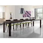 Extendable table in ash wood with lateral bands painted grey - Ketla Viadurini