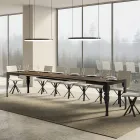 Extendable Table in Melamine Wood and Anthracite Iron Undertop - Sassone Viadurini