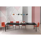 Extendable Table in Melamine Black Marble Finish Made in Italy - Ariel Viadurini