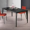 Extendable Table in Melamine Black Marble Finish Made in Italy - Ariel