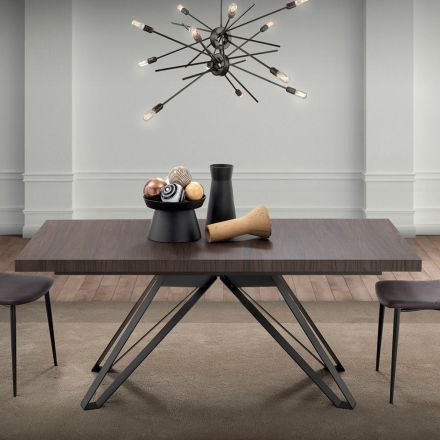Extendable Folding Table in Metal and Melamine Made in Italy - Meluso Viadurini