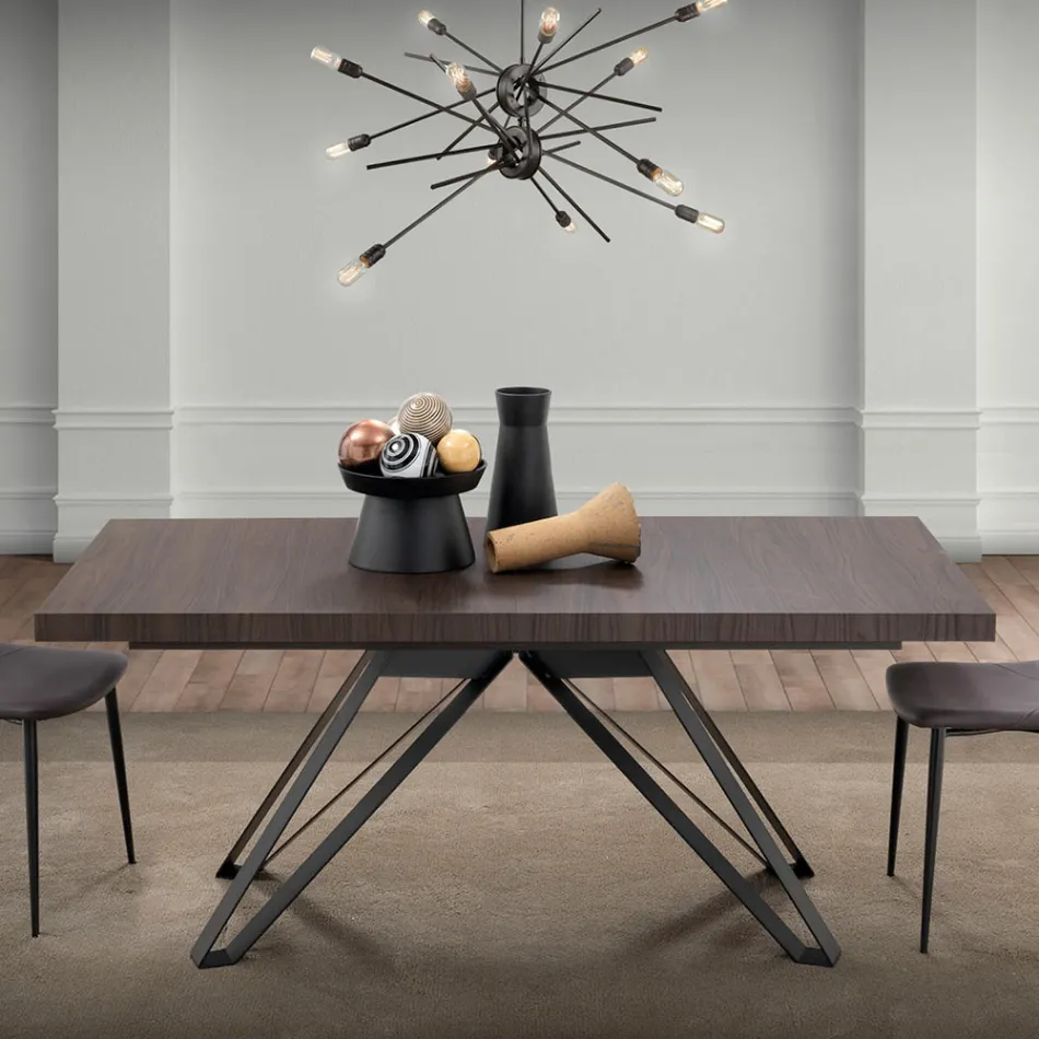 Extendable Folding Table in Metal and Melamine Made in Italy - Meluso Viadurini