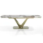 Extendable table in metal and ceramic top in onyx marble finish - Marche Viadurini