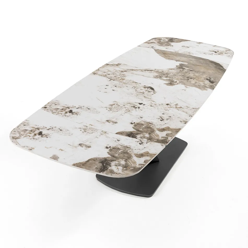 Extendable table in metal and ceramic top in onyx marble finish - Marche Viadurini