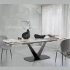 Extendable table in metal and ceramic top in onyx marble finish - Marche Viadurini