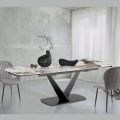 Extendable table in metal and ceramic top in onyx marble finish - Marche