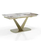 Extendable table in metal and ceramic top in onyx marble finish - Marche Viadurini