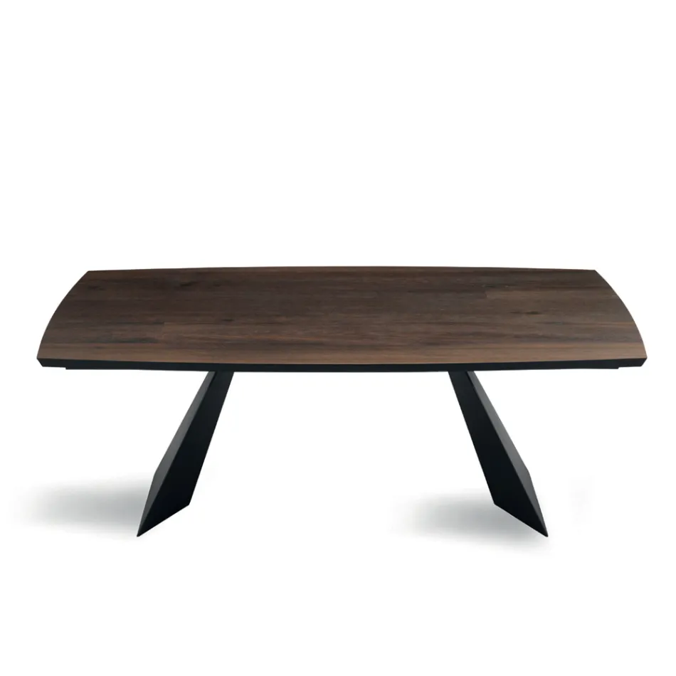 Extendable Table in Oak Veneer and Painted Metal Base - Milo Viadurini