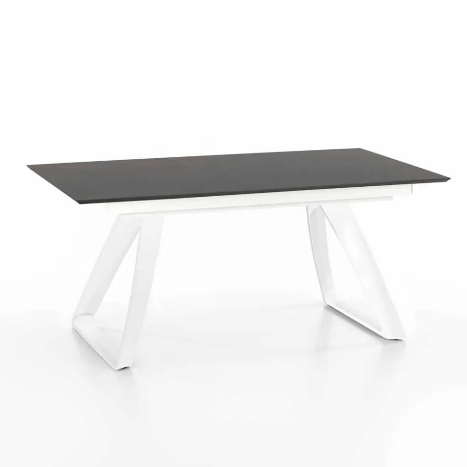 Modern extendable table with metal legs, Villongo Viadurini
